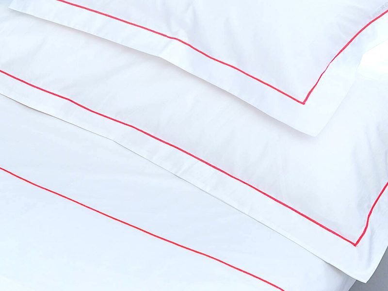 Rey's Fine Linen - Egyptian Collection - Oxford Satin Stitch Pillow Cover-Racing Red-Euro Continental(06 Set)