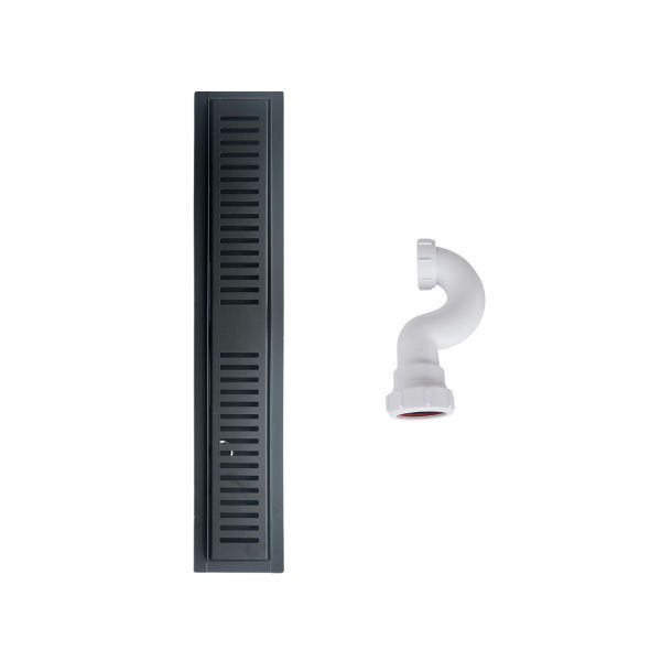 SHOWER CHANNEL + TRAP - 205MM - MATT BLACK