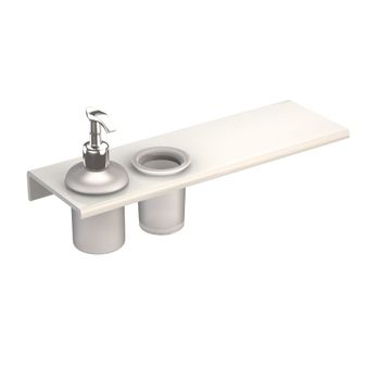 AURA DAISY WHITE - LOTION DISPENSER + TUMBLER SHELF