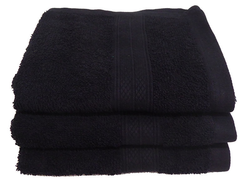 Bunty's Plush 450GSM 30x50cms Guest Towels - Jet Black(3pc pack)
