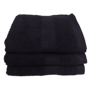 Bunty's Plush 450GSM 30x50cms Guest Towels - Jet Black(3pc pack)