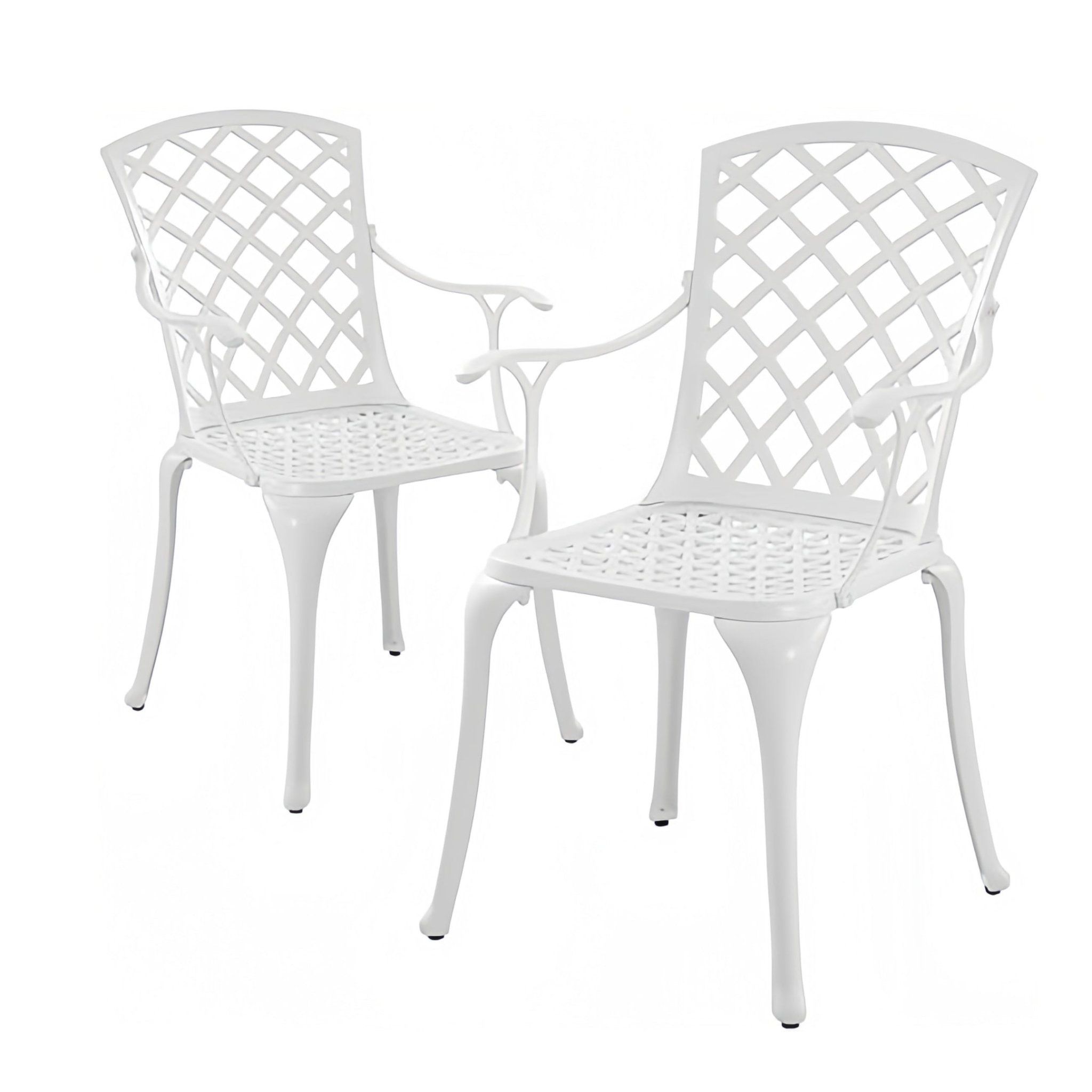 Lifespace Cast Aluminium Patio Garden Restaurant Chair Set w Armrests (White)