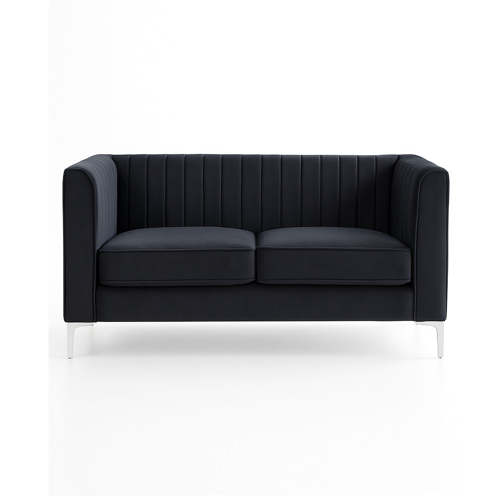 Oxford Two Seater Stripe Velvet- Black
