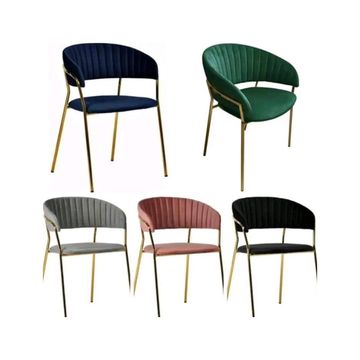 Morden Velvet with Gold Metal Leg Chair