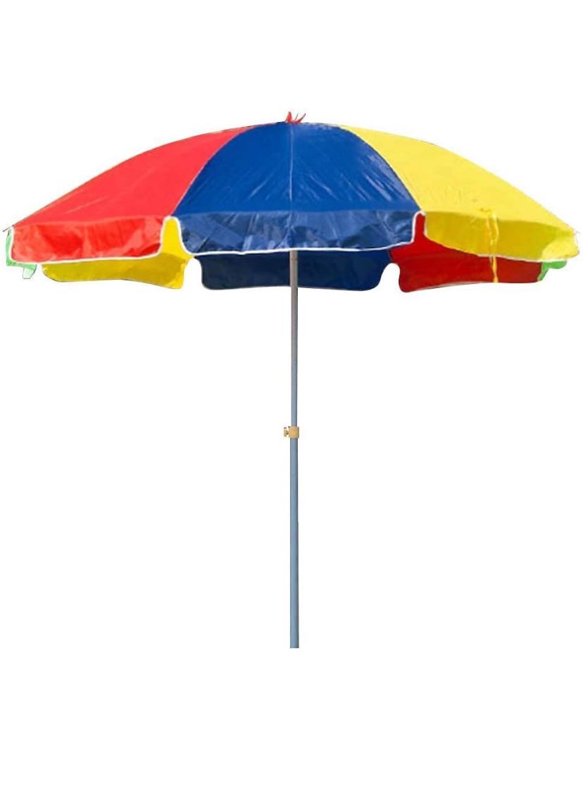Multicolor Beach Umbrella with Adjustable Clamp Pole