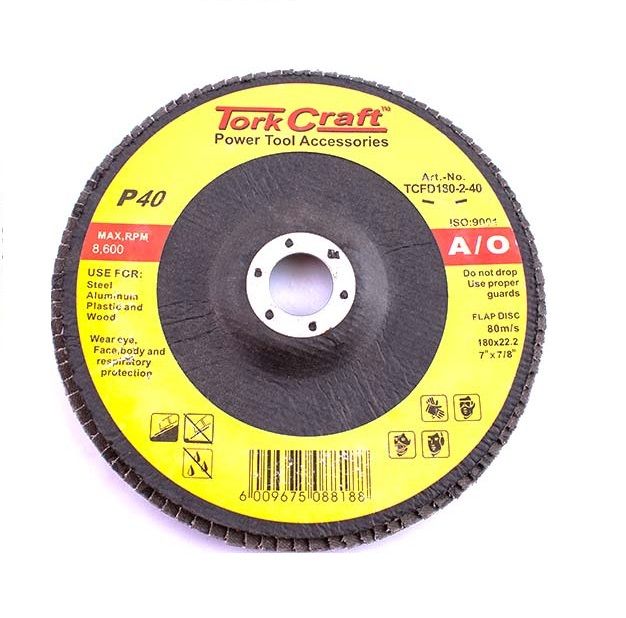 Tork Craft - Flap Disc 180mm 15 Deg.Angle 40Grit A/O - 2 Pack