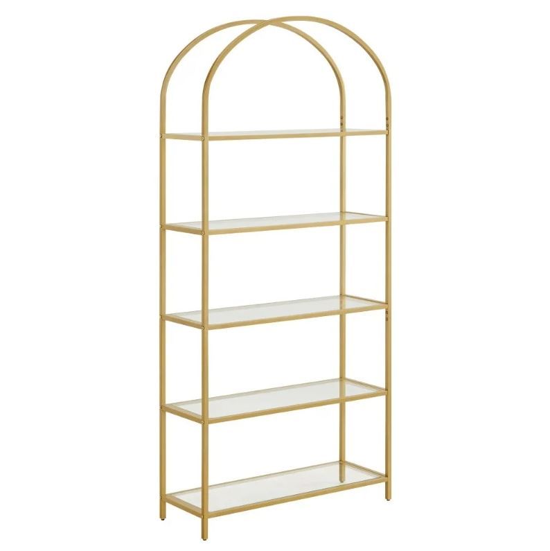 Bragg Lima 5-Tier Glass Arch Shelves, Gold