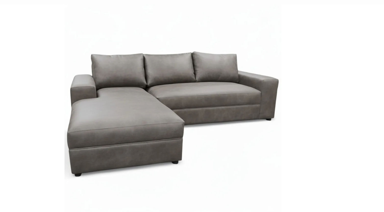 Chamberlin Leather Couch Grey Right Sided