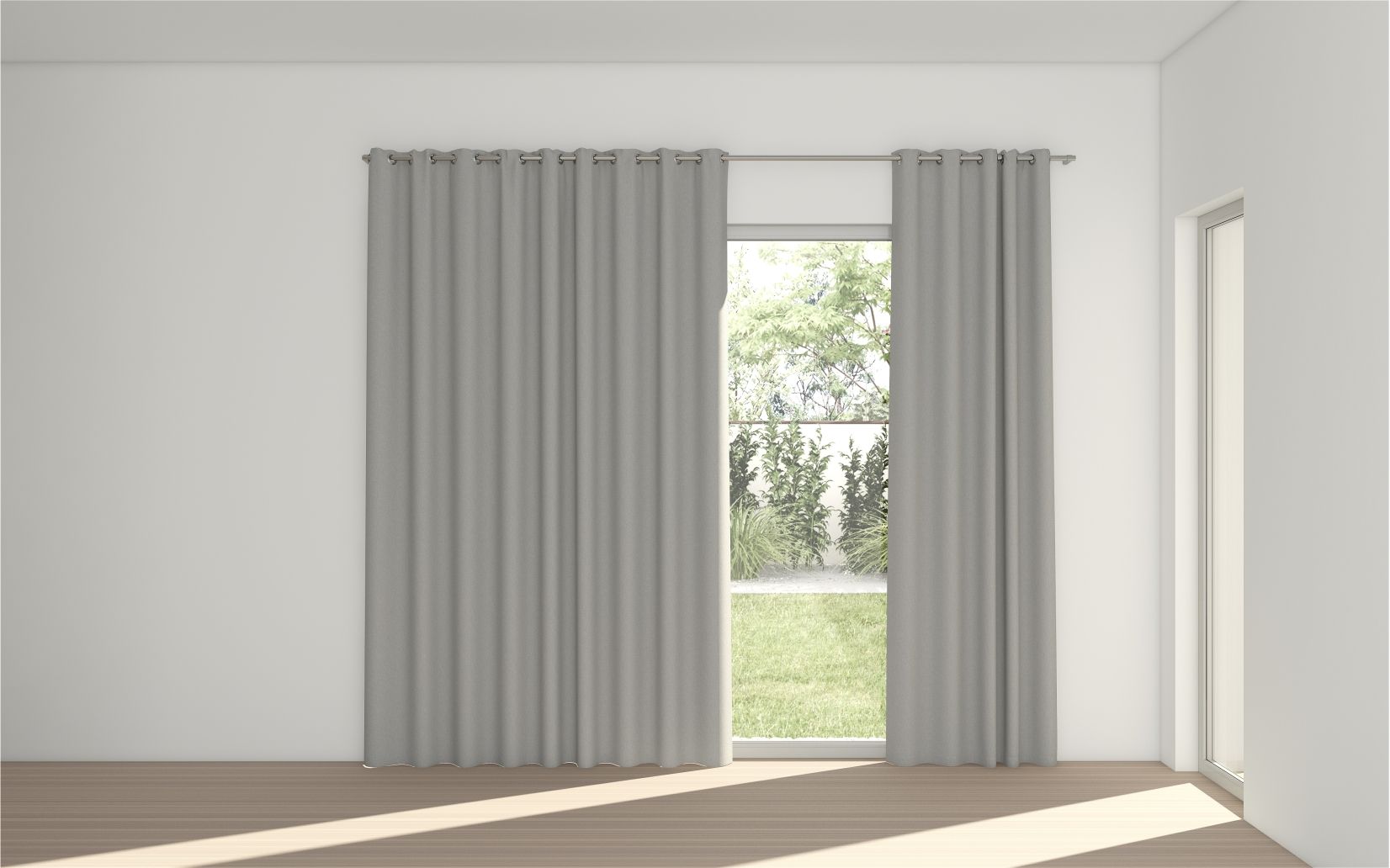 STUART GRAHAM READY MADE POLYESTER EYELET CURTAINS-COLOURWASH STERLING 230 cm wide x 220 cm drop