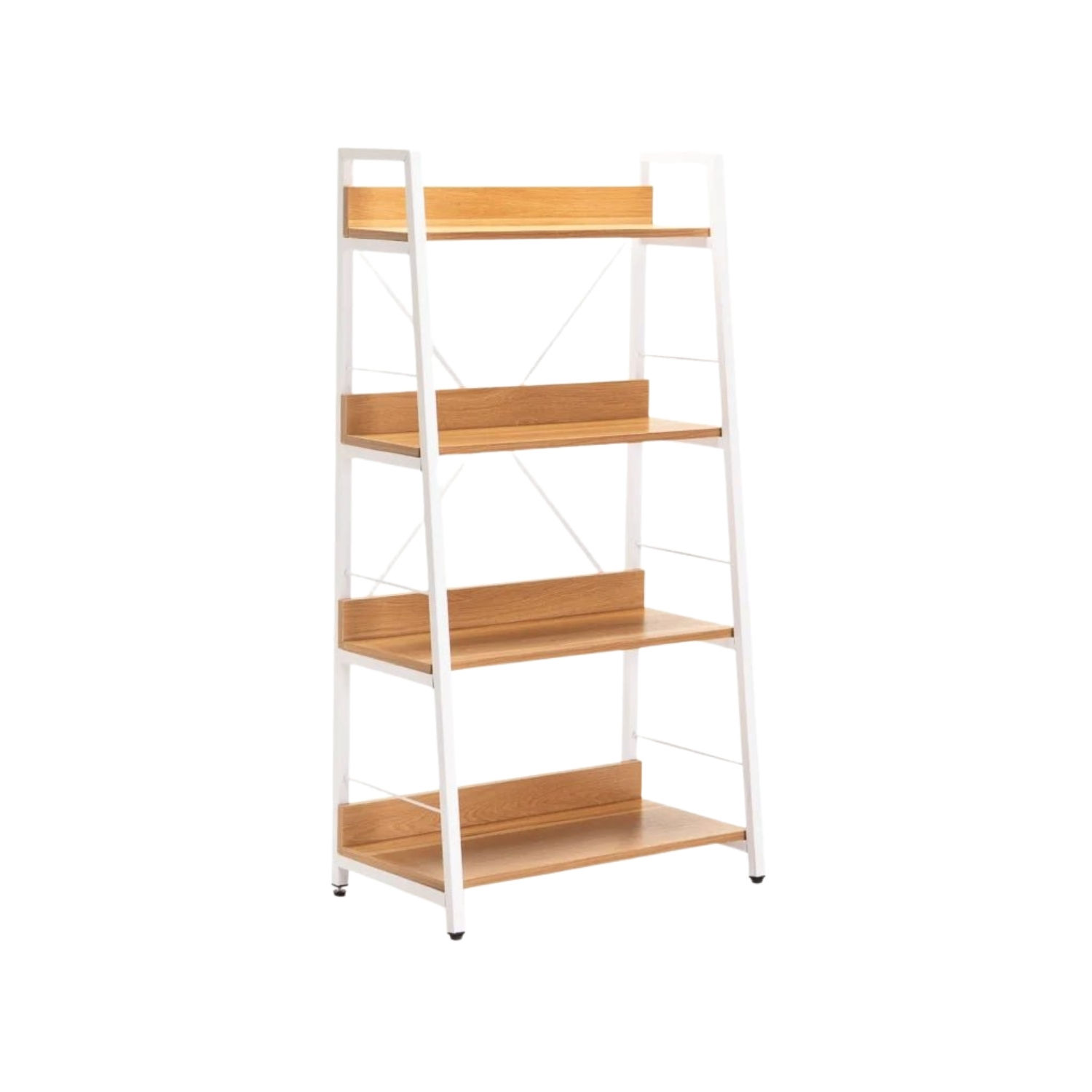 4-Tier Metal Shelf Unit with Wood Finish - Beech