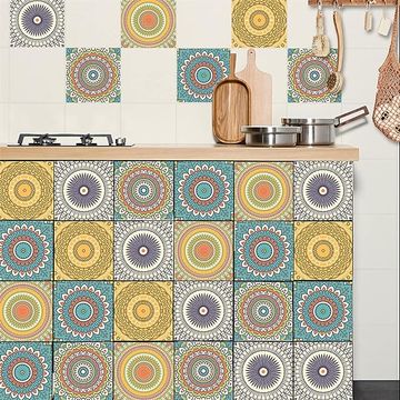 Vinyl Wall Tile Stickers Multicolour  10 X 10 cm