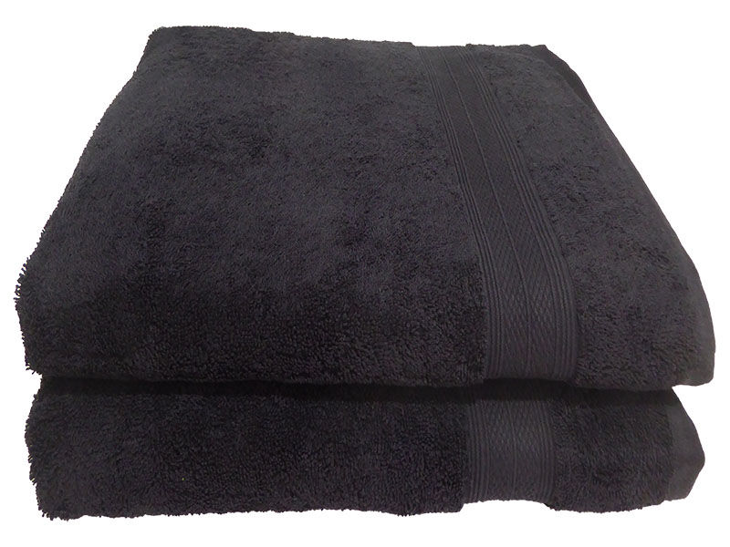 Bunty's Plush 450GSM 90x150cms Bath Sheets - Jet Black(2pc Pack)