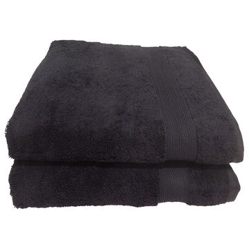 Bunty's Plush 450GSM 90x150cms Bath Sheets - Jet Black(2pc Pack)