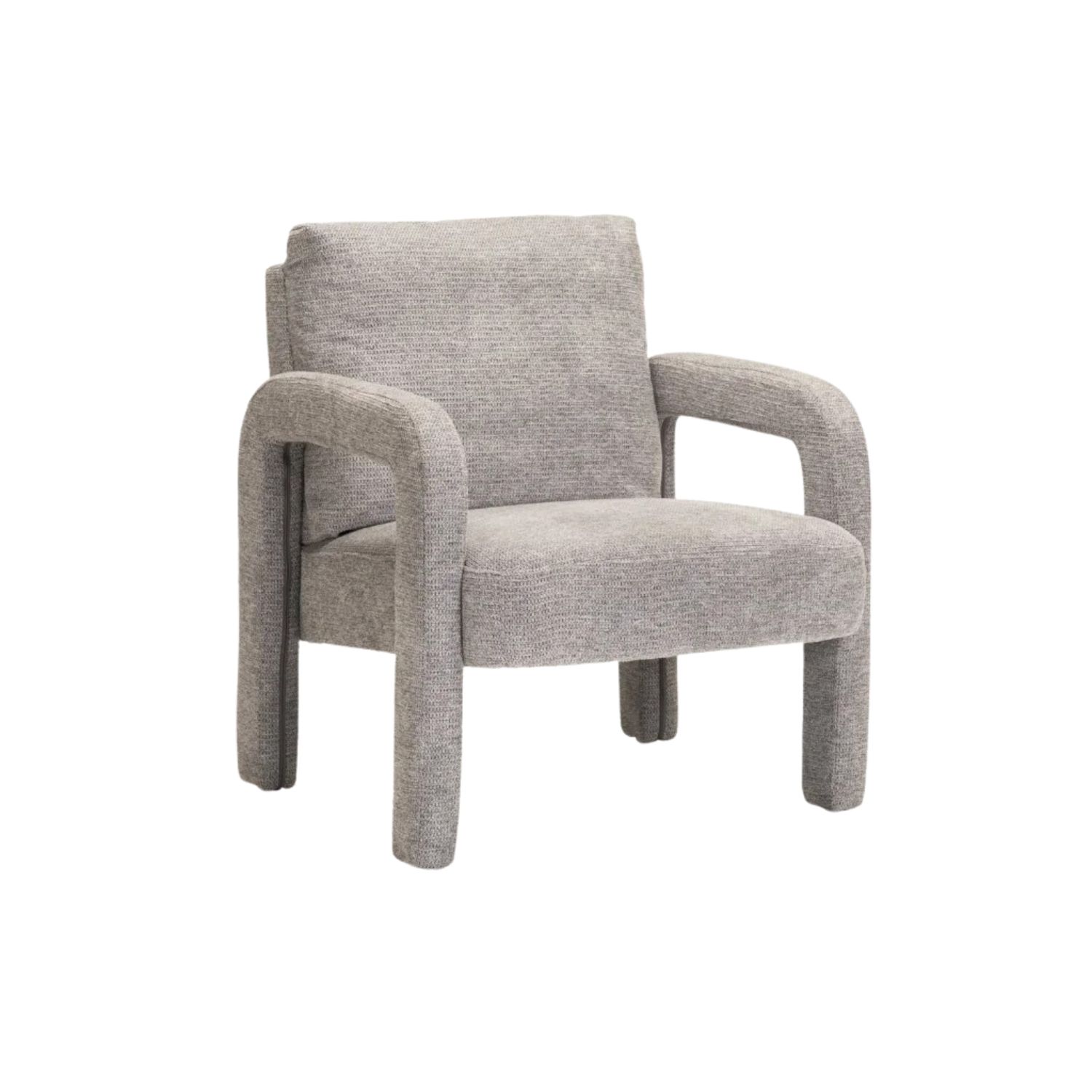 Textured Fabric Upholstered Accent Chair - Light Grey