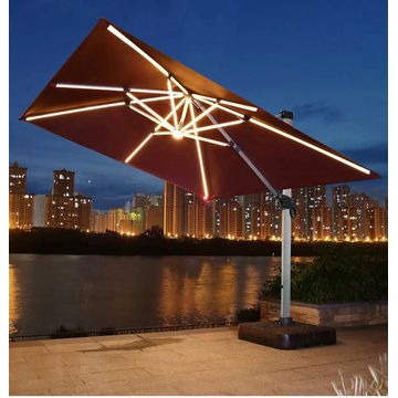 DecorMama Cantilever Garden Umbrella with light (Burgundy)