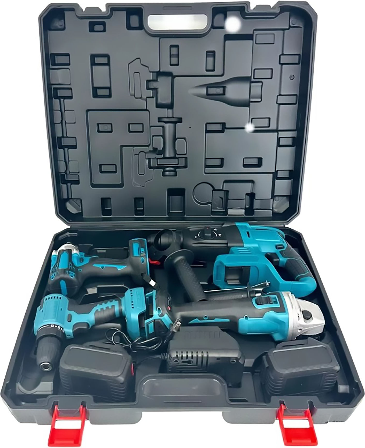 4pcs Complete Set Brushless Charging Tools Multifunctional Lithium Electric Hand Drill Angle Grinder