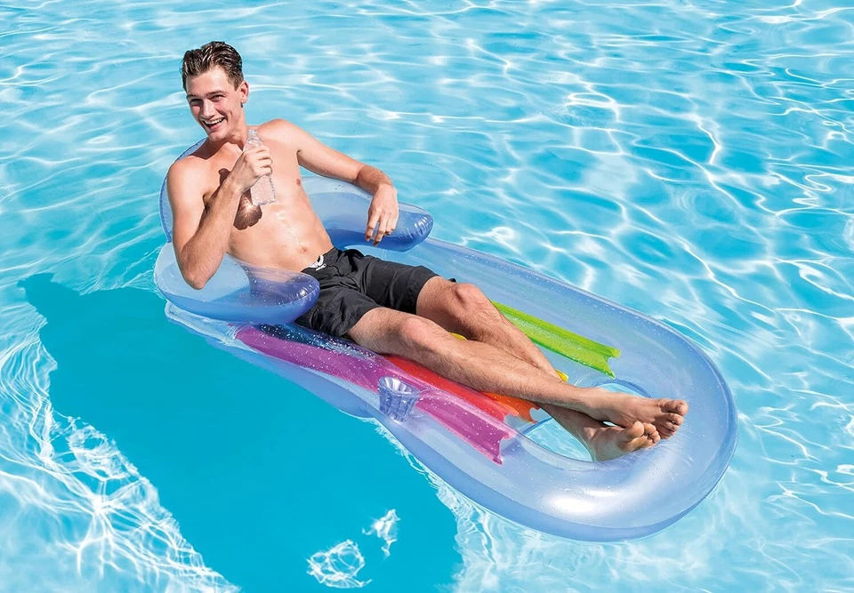 King Kool Inflatable Lounger Floating Lilo Swimming Pool - Blue