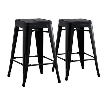 Metal Stackable Bar Stool- Black-2 Pack