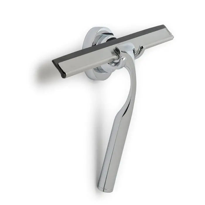 Woodly Shower Wiper With Holder, Chrome Plated