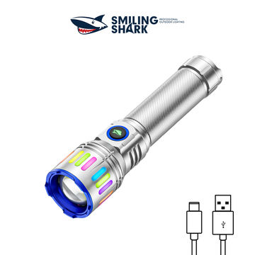 SmilingShark SD5255S LED Torch Light Super Bright Strong Light M60 6000lm Flashlight with High Precision Lens Zoomable Type-C Rechargeable 4modes Waterproof for Outdoor Camping Hiking