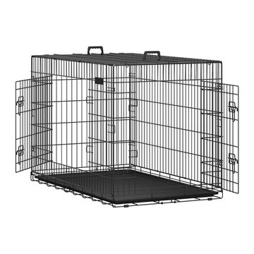 Foldable Double-Door Pet Crate – Secure & Portable Metal Pet Cage