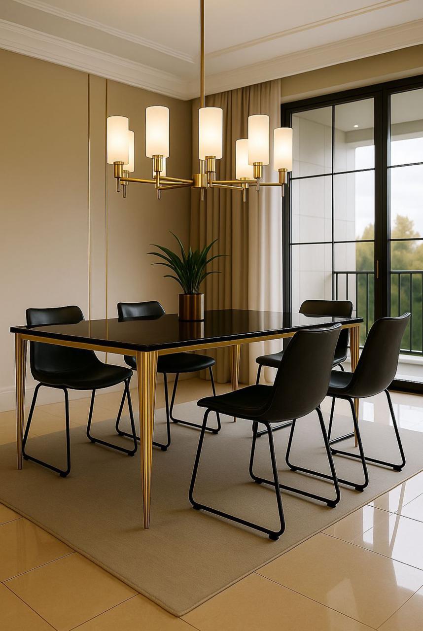 IG Furn- Noir Luxe 6 Seater Dining Set