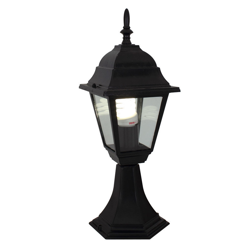 Eurolux - Lantern - 4 Panel - Pedestal - Black