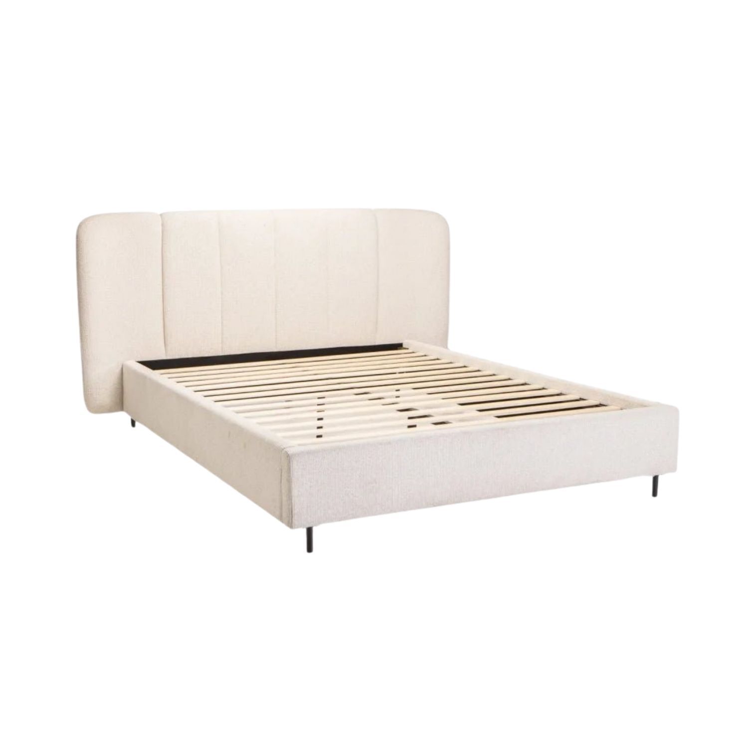 Textured Fabric Bed Queen Extra Length - Cream