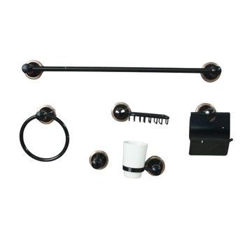 BATHROOM ACCESSORIES 6PC SET - ANTIQUE BLACK & GOLD