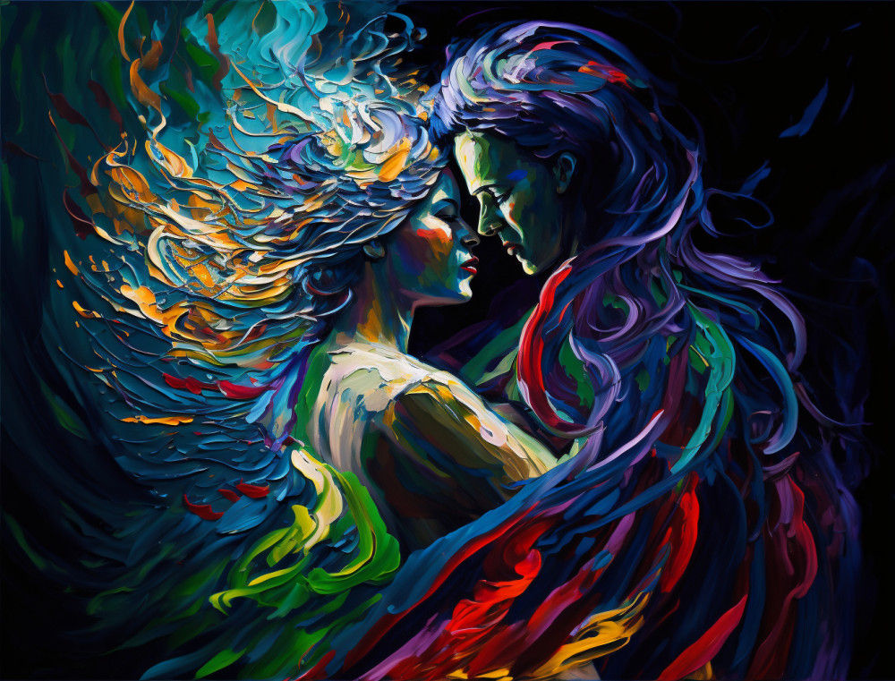 Canvas Wall Art - Canvas Wall Art: Passionate Embrace Abstract Painting - B1309 - [120 x 80 cm]