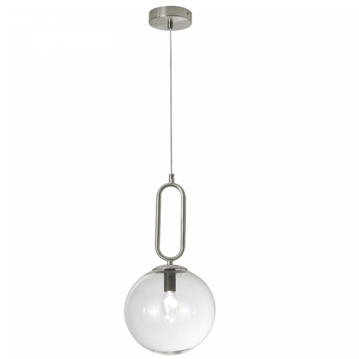 Satin Chrome Pendant with Clear Glass