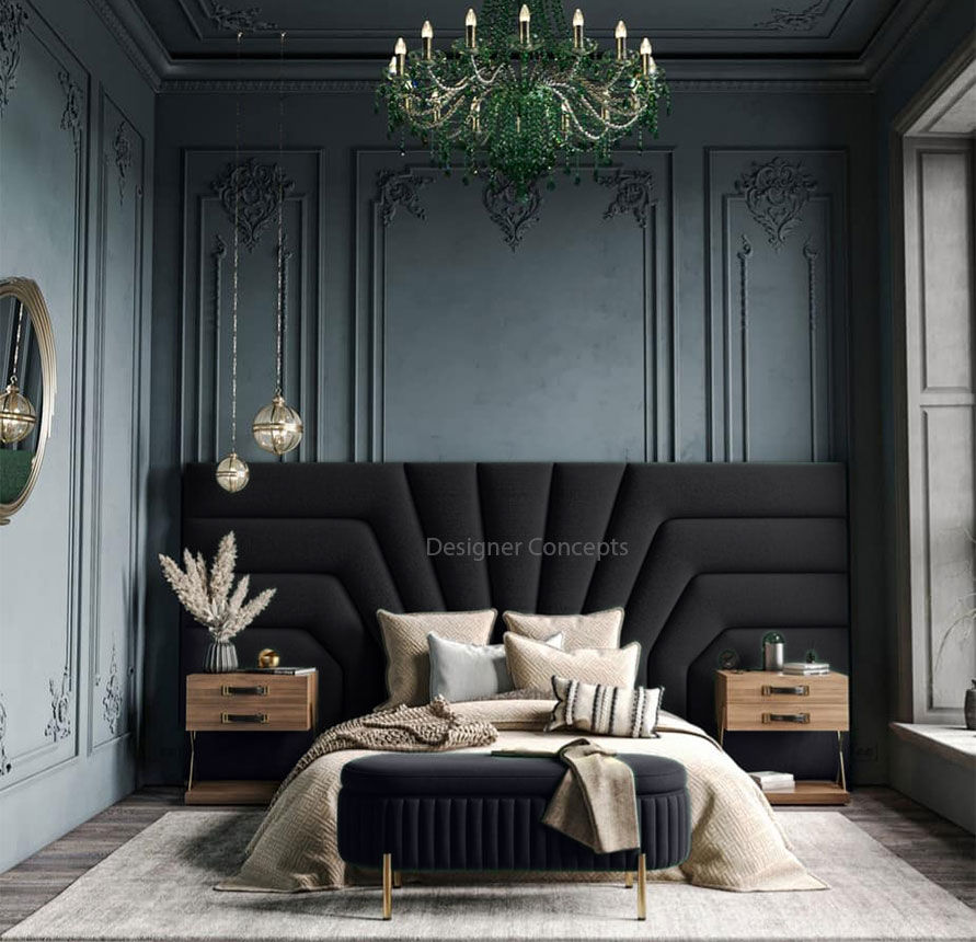 Isadora Overlap Headboard Queen Black