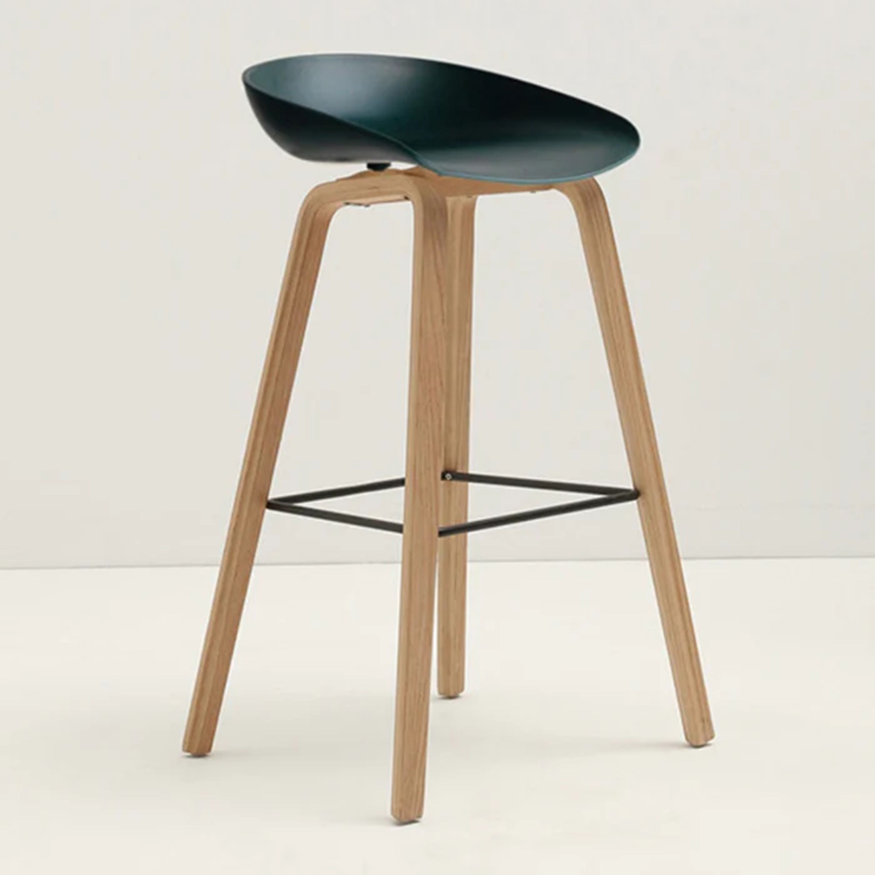 Modern Armless Wooden Bar Stool - Black