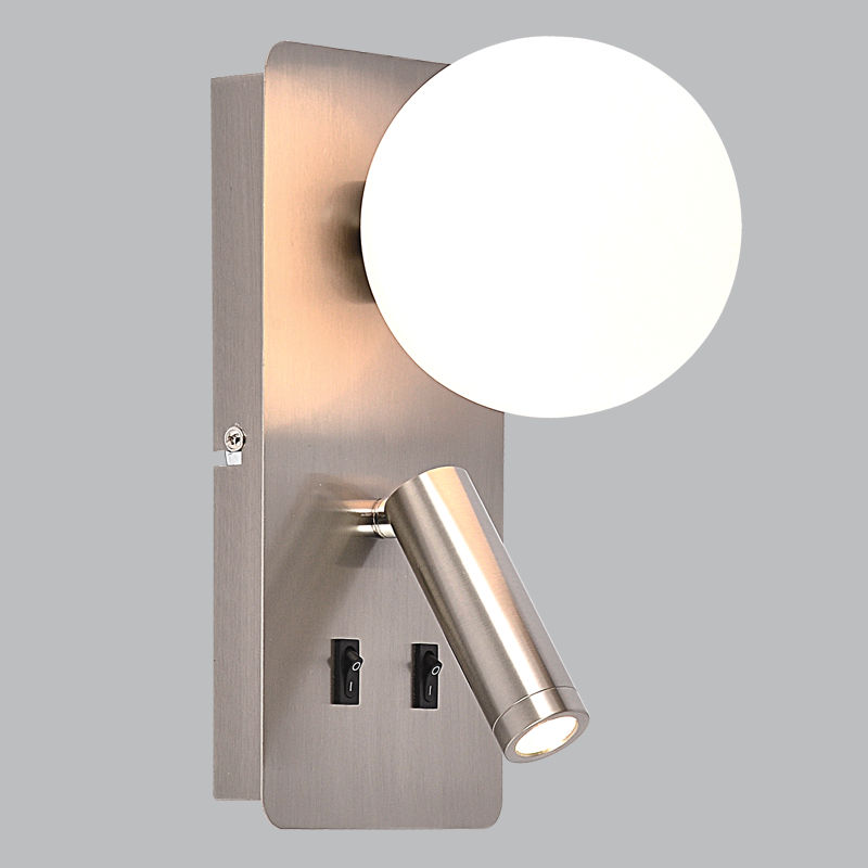 Metal Wall Bracket with Opal Plastic Cover and 2 Switches