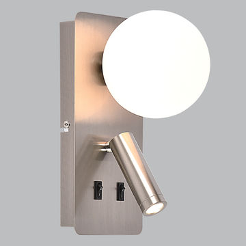 Metal Wall Bracket with Opal Plastic Cover and 2 Switches