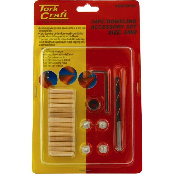 Doweling Accessory Kit 6Mm - 34 Piece (Birch Wood)