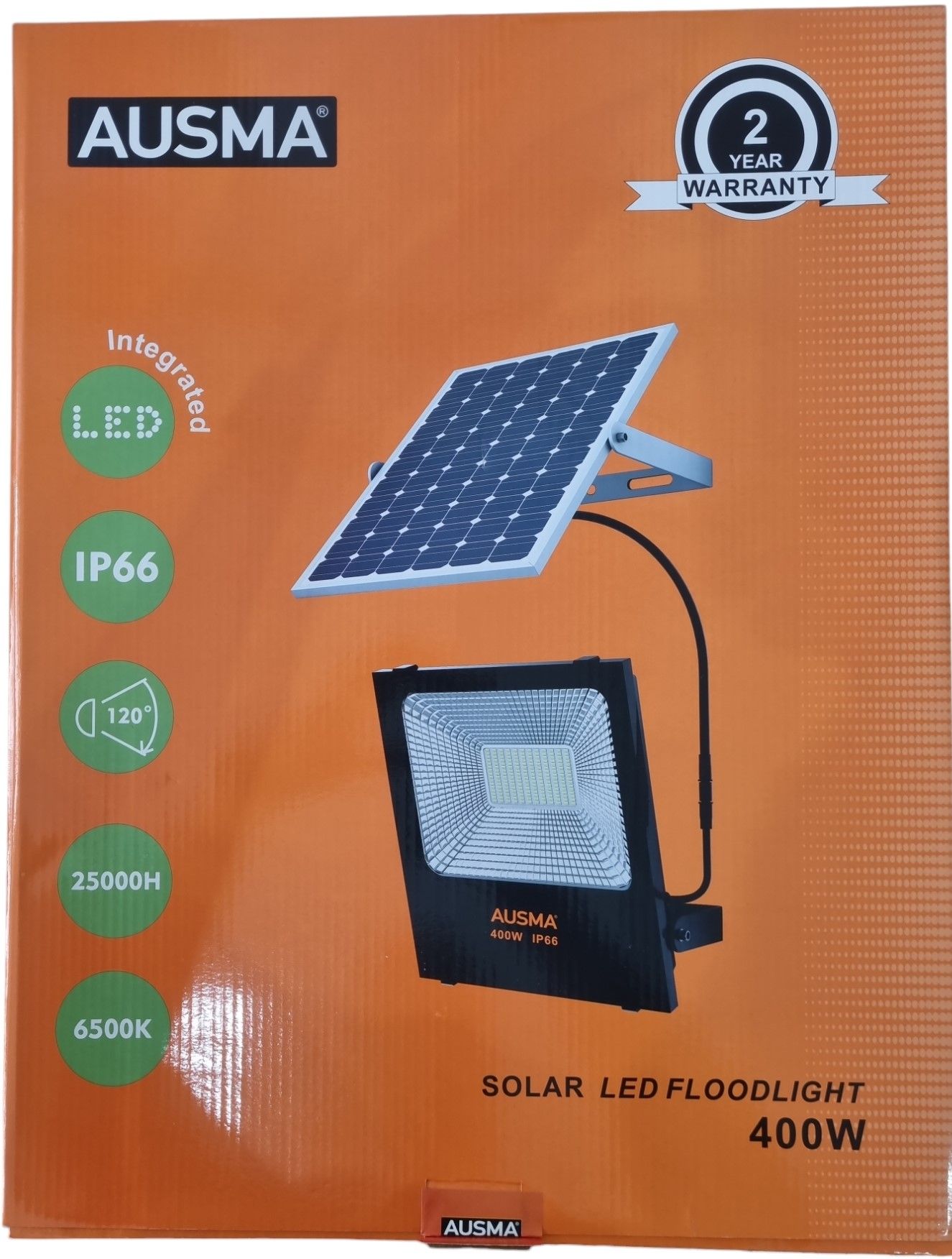 Solar flood light+panel 400w Ausma- 1yr warranty