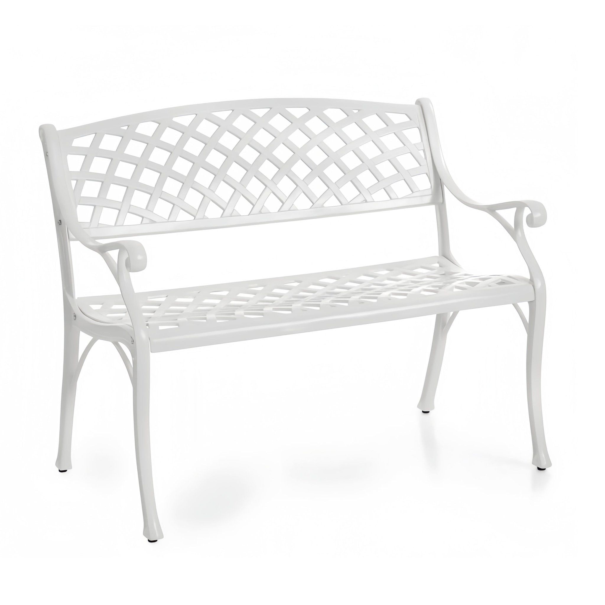 Lifespace Cast Aluminium Patio Garden Bench with Armrests (White)