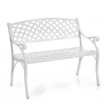 Lifespace Cast Aluminium Patio Garden Bench with Armrests (White)