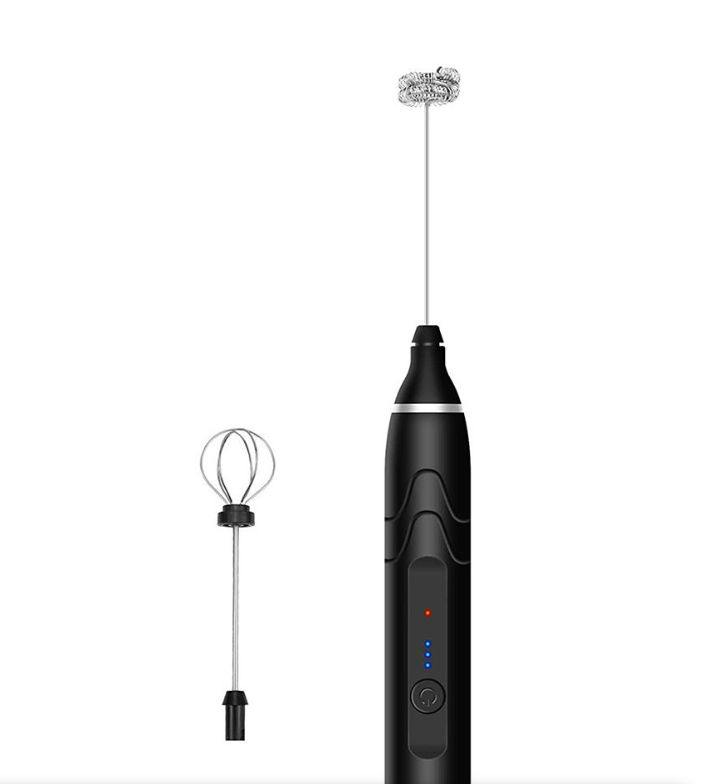Handheld 3-Speed USB Charging Electric Milk Frother Egg Beater with 2 Heads