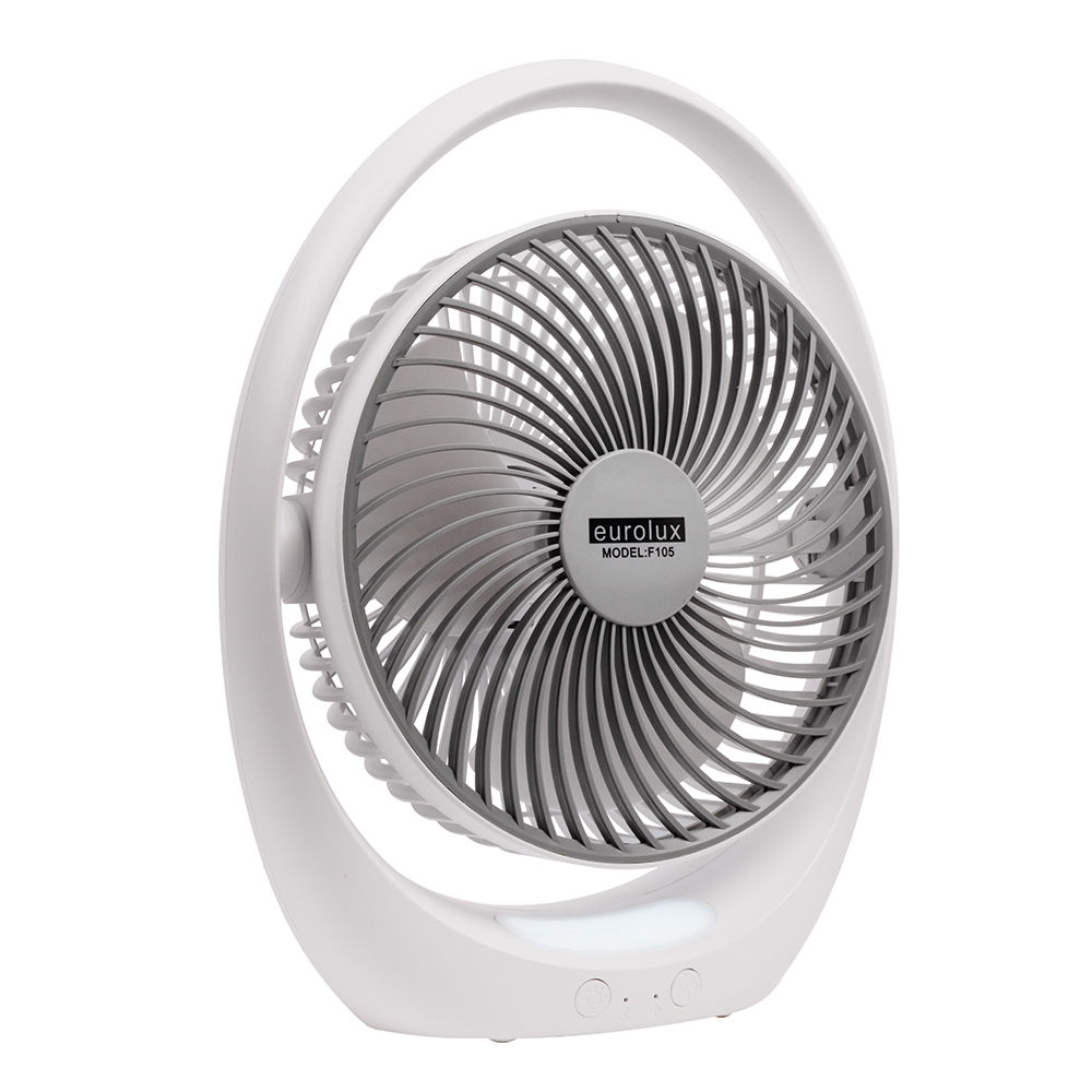 Rechargeable LED Table Fan White & Grey