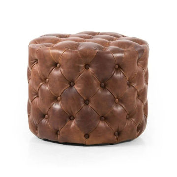 Paris Brown Leather Ottoman