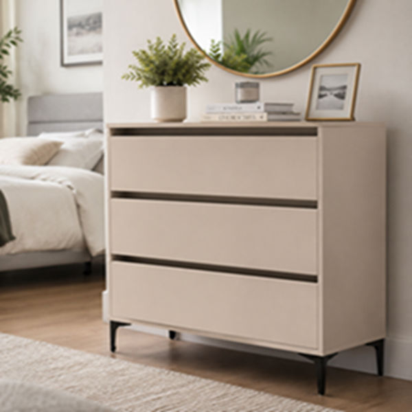 GOF Furniture Hazel 3-Drawer Chest of Drawers – Almond Grey