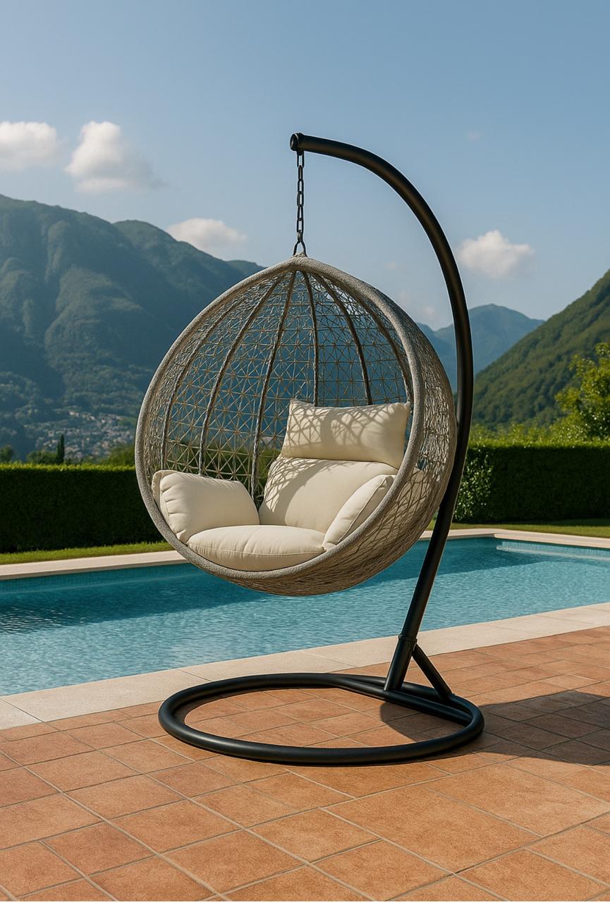 IG Furn- Luxe Hanging Egg Chair Black