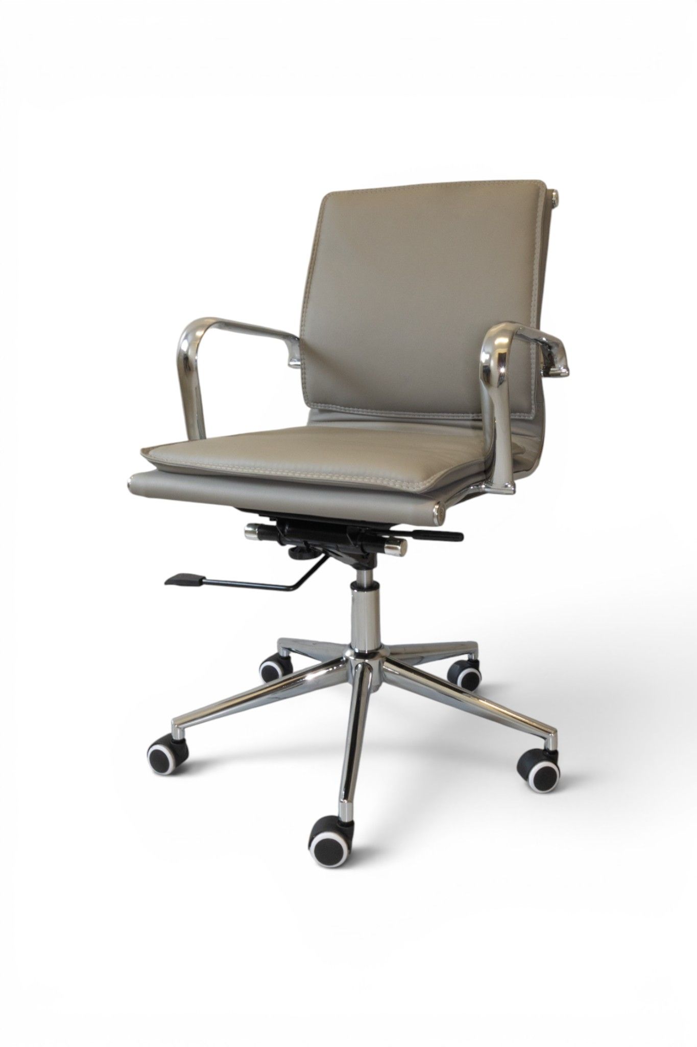 TOCC Classic PU Flat Cushion Medium Back Office Chair - Grey