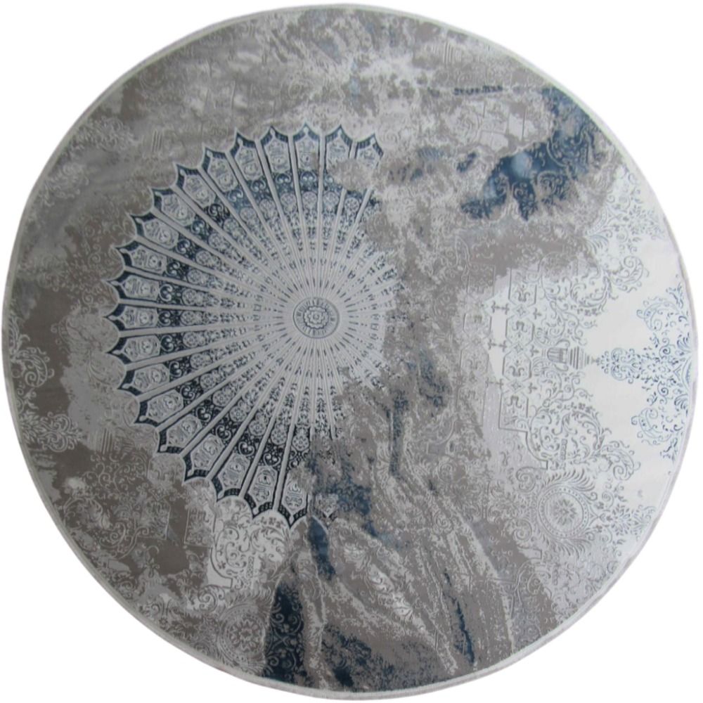 BK Carpets & Rugs – Modern Sandwheel Contemporary Large Round Rug – Blue & White - 2.4m x 3,4m