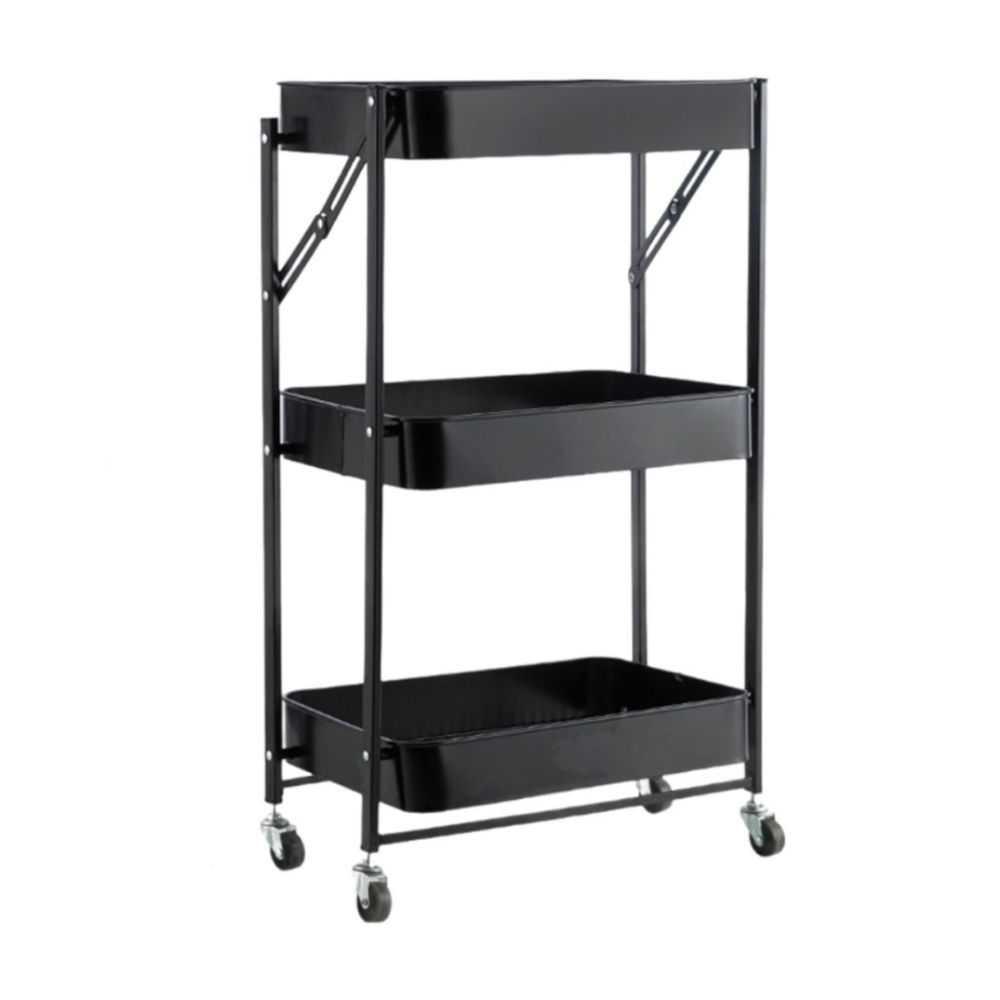 Foldable 3-Tier Trolley Storage Utility Cart