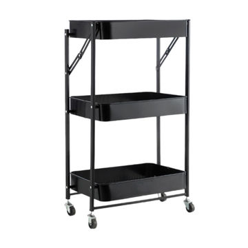 Foldable 3-Tier Trolley Storage Utility Cart