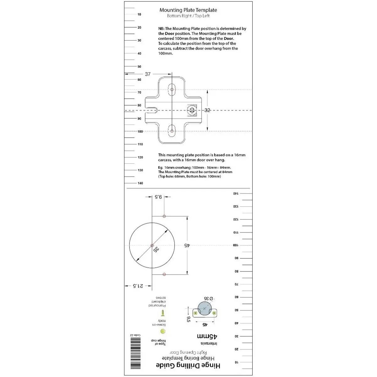 Hinge Drilling Guide (3 PACK) BY WOODLY