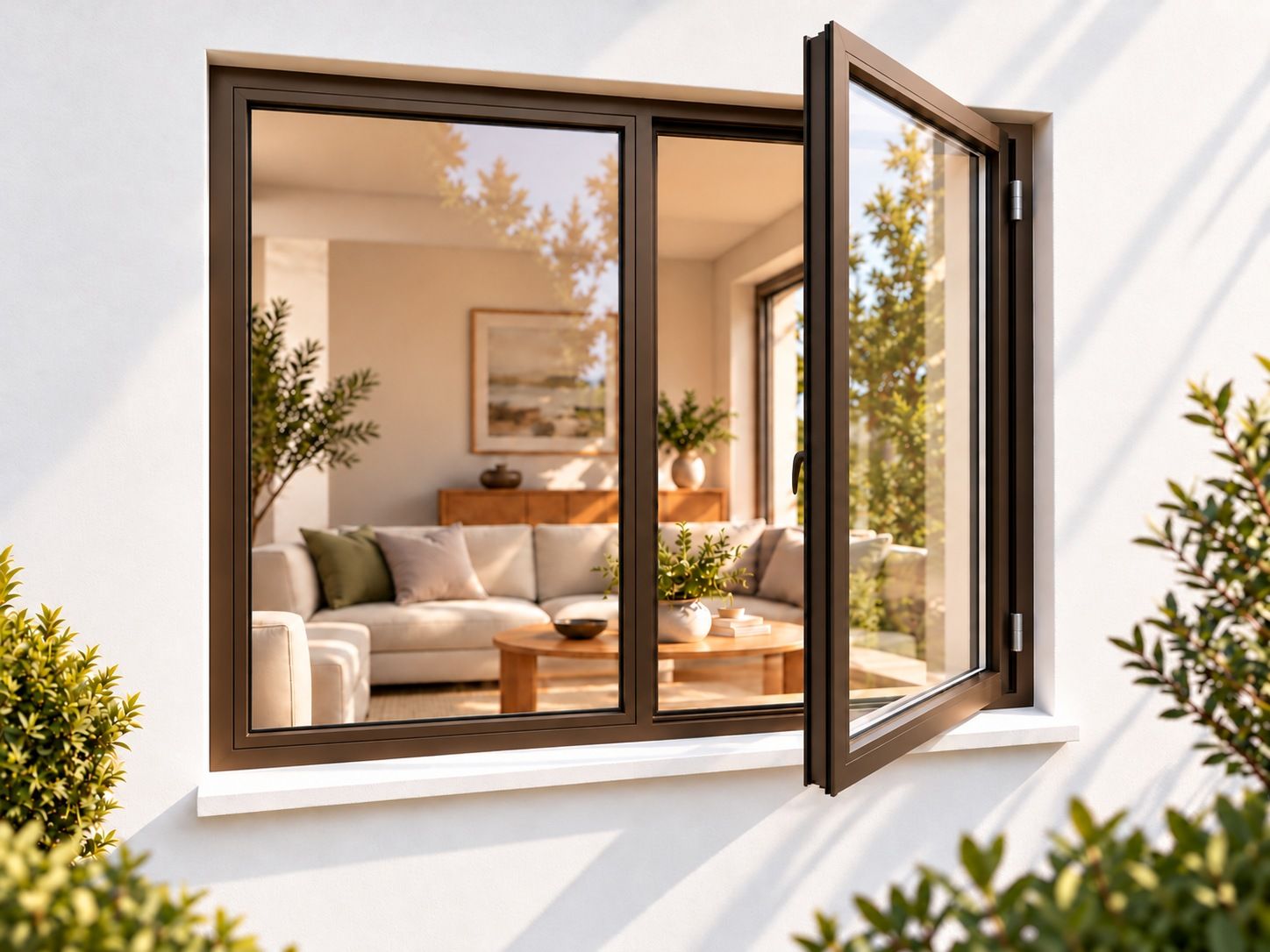 Kenzo Premium Side-Hung Aluminium Window - Bronze, 1200 1200 mm, Right Side Opener